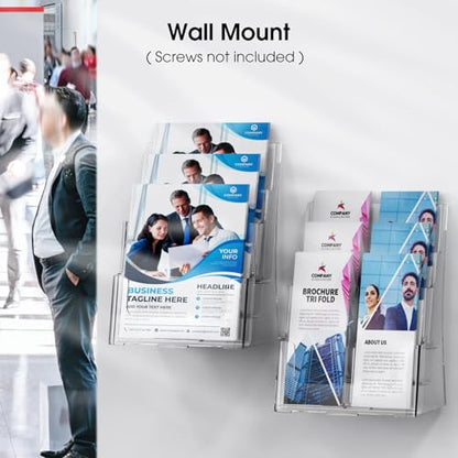 MaxGear Acrylic Brochure Holder 8.5 x 11 with Divider, 3 Tier, 1 Pack - size: 8.5"x11"-3 Tier