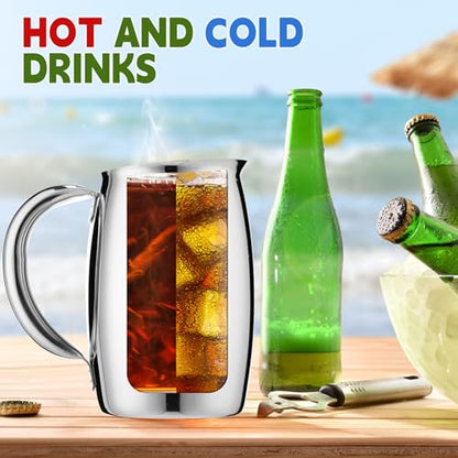 Funnymoom 6 Pcs 2 L Stainless Steel Water Pitchers with Ice Guard