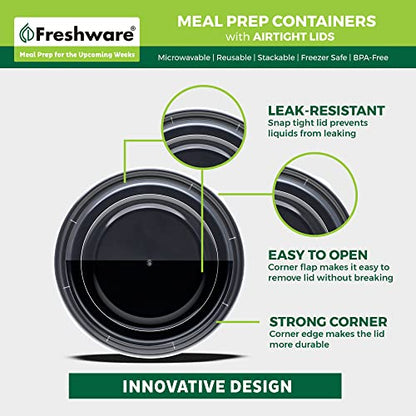 Freshware Meal Prep Bowl Containers [30 Pack] Plastic Bowls with Lids for Soup and Salad, Food Storage Bento Box, BPA Free, Stackable, Lunch Boxes, Microwave/Dishwasher/Freezer Safe (28 oz) - size: 28OZ-30PK