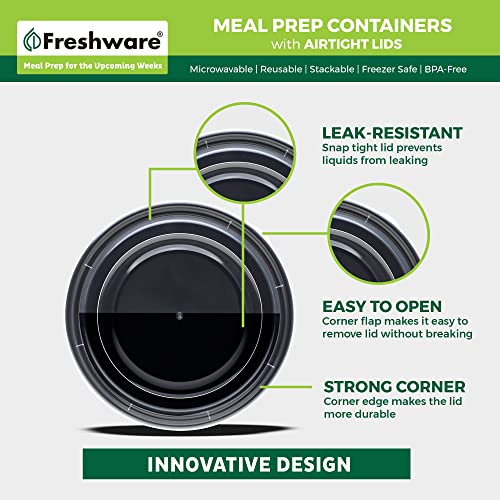 Freshware Meal Prep Containers with lids [150 Pack] Food Storage Containers, Bento Box, BPA-Free, Stackable, Microwave, Dishwasher, Freezer Safe, 32 Oz, Black - size: 28OZ-150PK