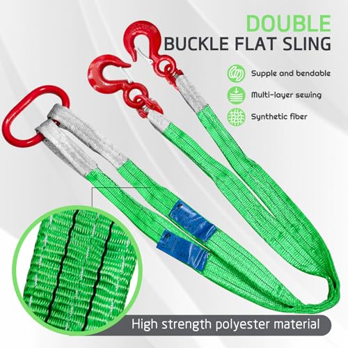 Lifting Slings Straps with Hooks - 5ft - size: 8800 lb / 5 ft