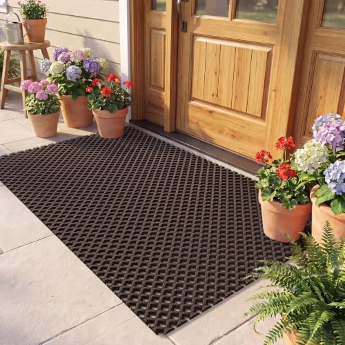 Door Mat Outside Entrance Drainage Waterproof Mat, Brown 24"x36" - color: Browm-a, size: 24"x36"