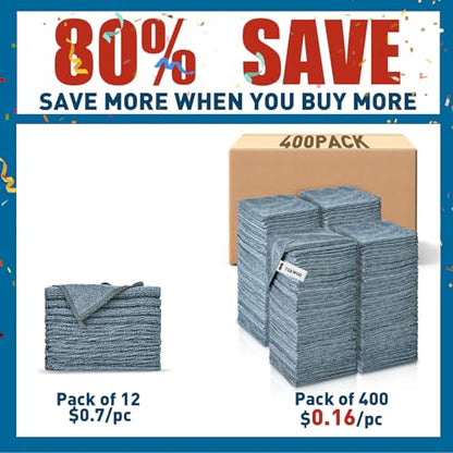 Gray Microfiber Cleaning Cloths Bulk Pack-400 Pack, Microfiber Towels Bulk - color: Grey, size: 400 Pack