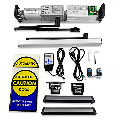 Olideauto Home Security System Electric Swing Doors DSW120+2pcs Infrared Safety Beam Sensors+2pcs Fire-Proof PIR Sensors