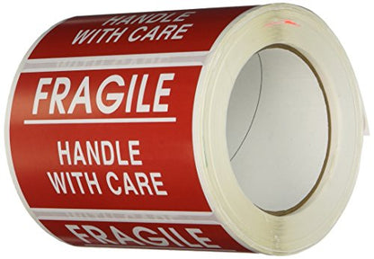 TapeCase Shipping Packing Labels"Fragile/Handle with Care", Red/White - 500 per Pack (1 Pack) - style: SHIPLBL-037