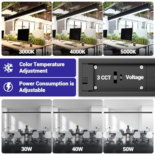 JTT 4FT LED Linear Light Fixture, 30W/40W/50W 3CCT 3/4/5000K CCT - 2Pack - size: 4FT(2 Pack)