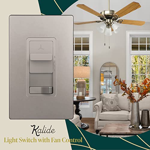 TOPGREENER Ceiling Fan Control and Light Switch, 3-Speed, Nickel - color: Nickel, size: Light Switch with Fan