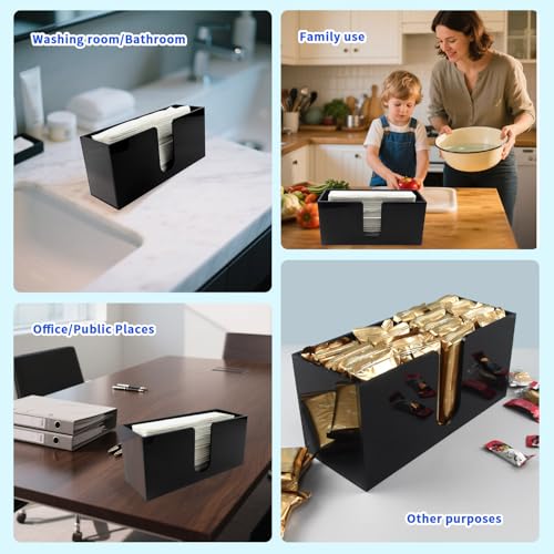 Paper Towel Holder for Countertop, 2 Pack Black Acrylic Napkin Dispenser