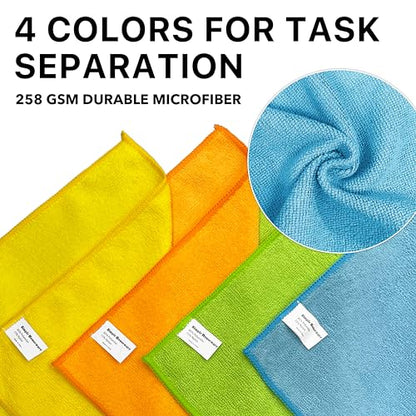 Simple Houseware 12" x 16" Microfiber Cleaning Cloth 20 Pack, 4 Colors - size: 20-Pack