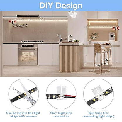WOBANE Dual Motion Sensor Light Strip, Rechargeable 16.4ft White LED Lights - color: White, size: 16.4ft Black