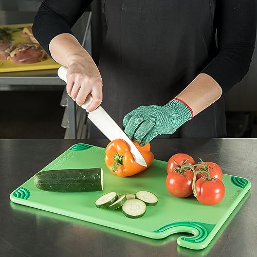 San Jamar Saf-T-Grip Plastic Cutting Board with Safety Hook, 12" x 18" x 0.5", Green - color: Green