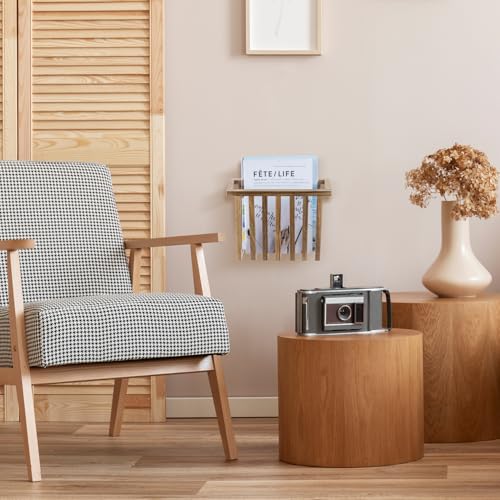 MyGift 11 Inch Acacia Wood Wall Magazine Rack, File Folder Holder