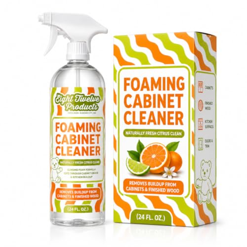 812 Foaming Cabinet Cleaner – Kitchen & Countertop Degreaser Removes Grease, Grime & Buildup from Painted Cabinets, Finished Wood & Backsplashes | No Wax or Residue | Made in America | 24oz