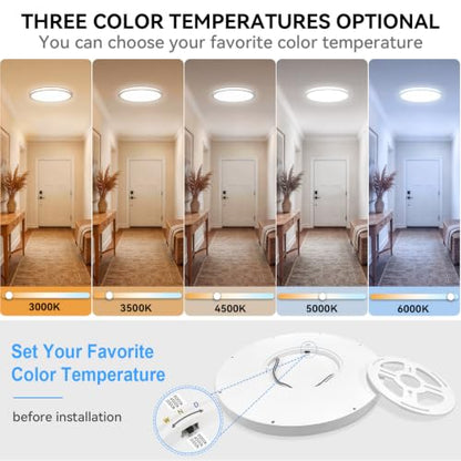 WKONCLDY 5CCT 3000k//3500k/4500k//5000k/6000k Selectable, Dimmable Led Flush Mount Ceiling Light, 20 Inch 5000LM Round Modern Flat Panel,Super Slim for Living Dining Kitchen Bedroom Room - color: White, size: 20in-2Pack