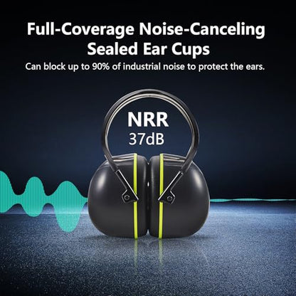 SATA NRR 31dB Hearing Protection Ear Muffs, SNR 37dB Noise Cancelling Headphones, Adjustable Safety Hearing Protector for Gun Shooters, Construction, Mowing