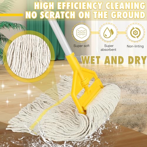 VOUBIEN Commercial Mop Industrial Cotton Mop with Extra Replacement Head - size: 1x Industrial Mop with Handle + Extra Head