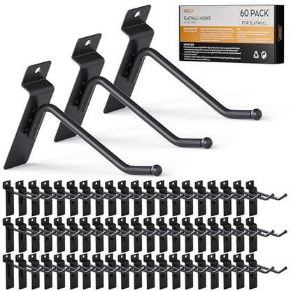 INCLY 60 Pack Slatwall Hooks, 4 Inch Slat Wall Hanging Hook and Hanger - size: 4 Inches