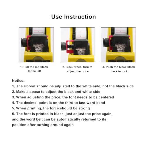 Walfront Manual Labeling Machine, Red 8 Digits Pricing Gun Kit, Manual Labeling Machine, Price Marking Tool with Spare Ink, Pricemarker Labels(Yellow)