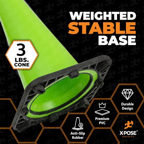 Xpose Safety 18” Lime Green Traffic Cone - 24 Pack - color: Lime, size: 18" 3lb. Cone