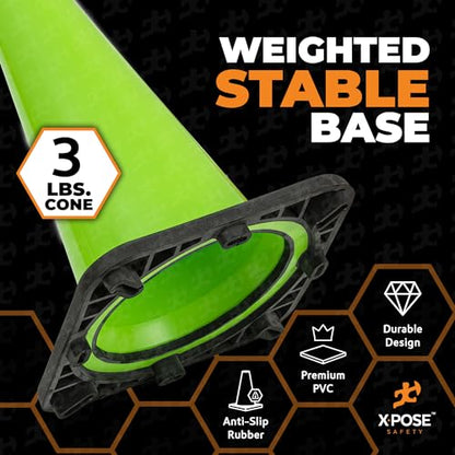 Xpose Safety 18” Lime Green Traffic Cone - 24 Pack - color: Lime, size: 18" 3lb. Cone