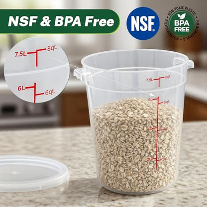 4 Pack 8Qt Round Polypropylene Food Storage Container with Lids Scale - color: 8 Quarts