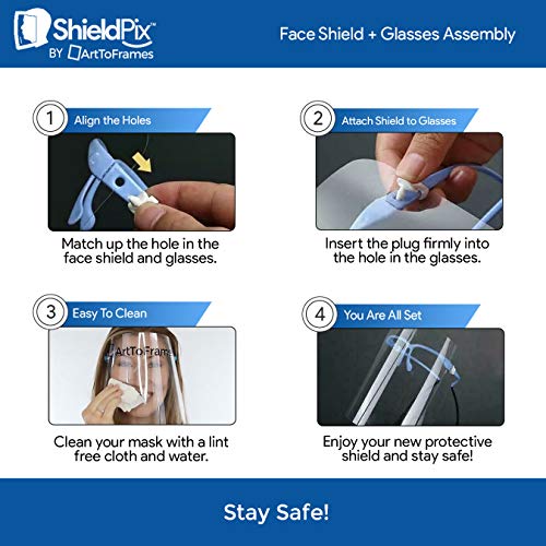 ArtToFrames Protective Face Shield 3 Pack, Made in The USA, Fully Transparent Face and Eye Protection from Droplets and Saliva with Reusable Glasses and Replaceable Shield, Anti-Fog - color: Clear, size: 1 Count (Pack of 3)
