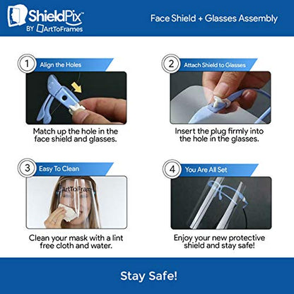 ArtToFrames Protective Face Shield 3 Pack, Made in The USA, Fully Transparent Face and Eye Protection from Droplets and Saliva with Reusable Glasses and Replaceable Shield, Anti-Fog - color: Clear, size: 1 Count (Pack of 3)