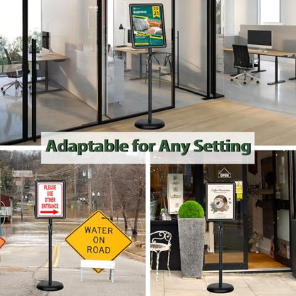 6 Pack Pedestal Sign Holder, 11 x 17" Floor Standing Display Stand - color: Black, size: 11x17in-6p