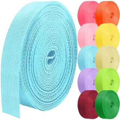 Polypropylene Webbing 1 Inch 1.5 inch 2 inch Nylon Webbing Straps, 5 10 25 50 100 Yards Webbing Strapping - color: Light Blue, size: 1.5 Inches x 5 Yards