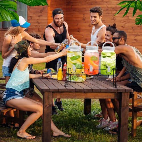 Tanlade 3 Pcs Drink Dispensers with Stand for Parties, 1 Gallon Set, White - color: as shown in the picture
