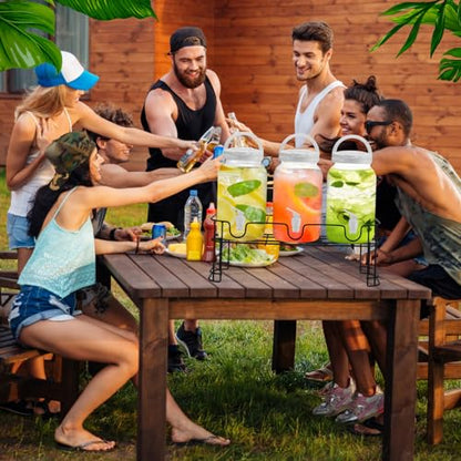 Tanlade 3 Pcs Drink Dispensers with Stand for Parties, 1 Gallon Set, White - color: as shown in the picture