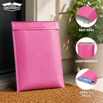 The Boxery Poly Bubble Mailers, Self-Seal (Pink, 10.5'' x 16'' - (50PC)) - color: Pink, size: 10.5'' x 16'' - (50PC)