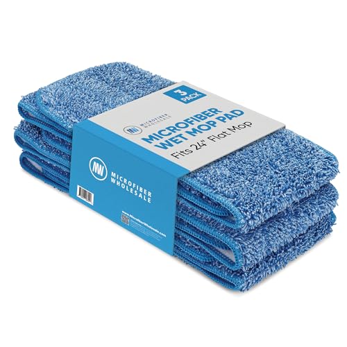 Microfiber Wholesale 20 inch Microfiber Mop Pads - Machine Washable, Reusable, Refills & Replacement Wet Mop Heads Compatible with Any Microfiber Flat Mop System (3 Pack) - size: 20 inch 3 Pack