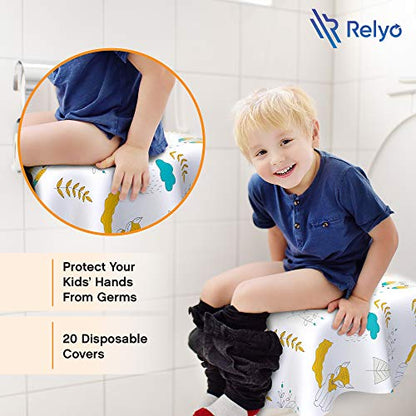Relyo Disposable Toilet Seat Cover for Travel – 20 Pack with Covers Wrapped in Sets of 2, Non-Flushable Liners, Fits Most Seats – Kids, Toddlers, Adults (Owls, 20) - color: Owls