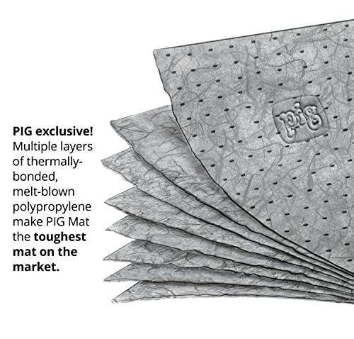 PIG Premium Absorbent Mat Pads | 20 Oil Absorbent Pads | The Original PIG Mat | 15" x 20" Oil Pads | Each Pad Absorbs 28 oz | Total Absorbency is 4.4 Gallons | 20-Count | Heavyweight | PM50275 - size: 20-Count