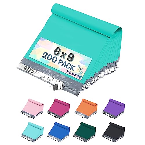 Yens Poly Mailers 6x9 200 Pack Teal Self-Seal Shipping Envelopes M1 - color: Teal, size: 6x9