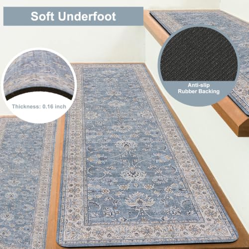 OJIA Stair Treads for Wooden Steps Indoor Stair Carpet Non-Slip 15PC 30"x8" - color: Blue, size: 30" x 8"