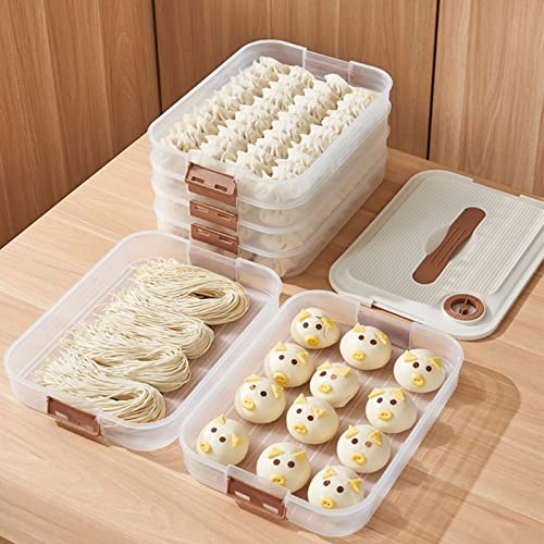 MANHONGYU 4-layer Food Storage Containers,Plastic Cookie Containers,Stackable Cookie Carrier, Dumpling Storage Box
