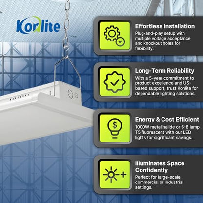 Konlite - 2 FT Linear LED Shop Lights, 105W, 14,170LM Bay Ceiling Shop Light for Commercial & Industrial Use, Non-Maintenance Shop Lights for Workshop, Garage Light, 5000K Daylight, Dimmable 1-10V - size: 1 PACK - 105W