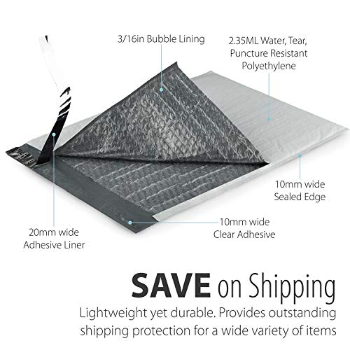 Fosmon #6 Poly Bubble Mailer 12.5 x 16 (100 Pack), Lightweight Water/Dust/Shock/Tear Resistant Padded Shipping Envelopes for Book, Magazine, Documents - size: 100 Pack