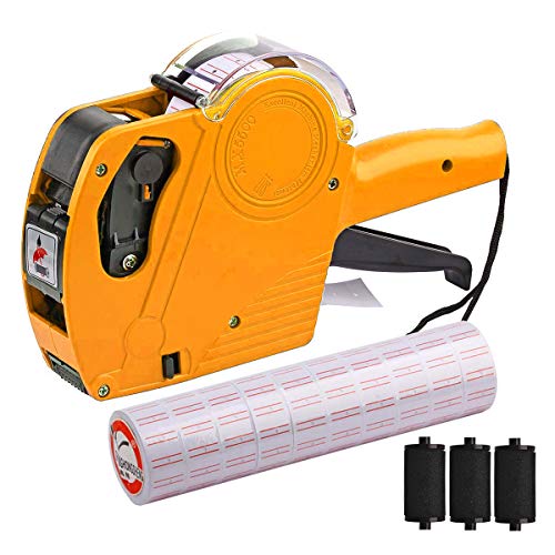 MX-5500 8 Digits Price tag Gun with 5000 Sticker Labels and 3 Ink Refill, Pricing Gun Kit for Office, Retail Shop, Grocery Store (A/Yellow) - color: A/Yellow