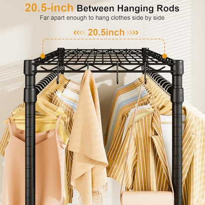 ULIFHOME Rolling Clothes Rack, Clothing Racks for Hanging Clothes, Black - color: Black, size: P4 Plus