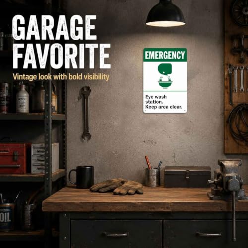 Emergency Eye Wash Station Metal Sign 8 x 12 Inch