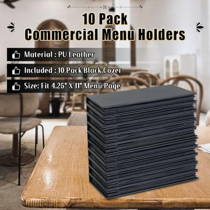10pcs 6 View Restaurant Menu Covers 4.25 x 11" with PVC Cover - size: 10 pcs/4.25 x 11"/6 views