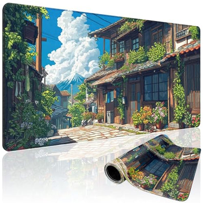 Japanese Street Scene Large Gaming Mouse Pad Desk Mat 31.5"x15.7" - color: Japanese Street