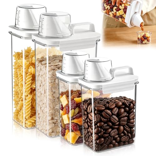 Cereal Storage Containers Set(M*2&L*2) Airtight Food Storage Dispenser - size: 2 Large, 2 Medium-4pcs
