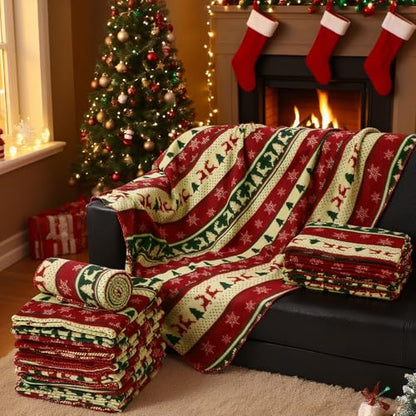 Preboun 24 Pack Bulk Christmas Fleece Throw Blankets, Chic Design - style: Chic Design