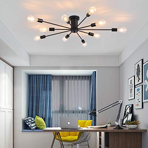Garwarm Black Sputnik Ceiling Light Fixture, 10-Light Sputnik Chandelier - color: 10-Light,Black