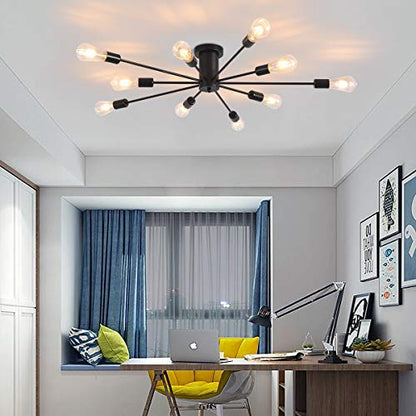 Garwarm Black Sputnik Ceiling Light Fixture, 10-Light Sputnik Chandelier - color: 10-Light,Black