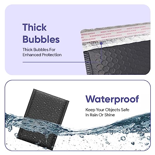 Small Black Bubble Mailers 4x8, Poly Padded Envelopes #000, 500 Pack - color: Black, size: 4"x8" / 500 Pack